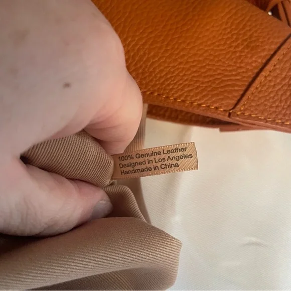 Laggo Hobo Bag Brown Tan Genuine Leather NWOT Pebbled Ruched Strap Bella